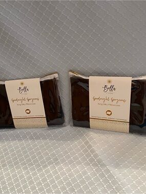 Two New Bella IL Fiore King Black Silky Pillowcases